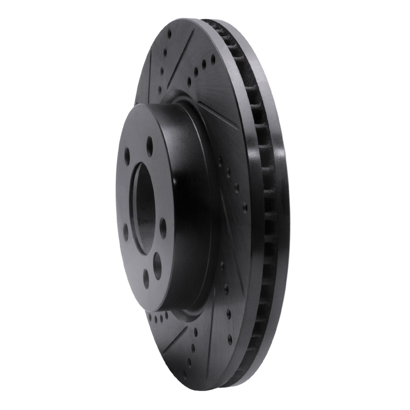 Land Rover LR3 Brake Rotor (1) - Front Left - R1 Concepts - Drilled & Slotted - Black - `05-`07